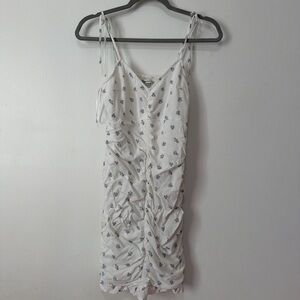 Urban Outfitters White Floral Ruched Slip Dress